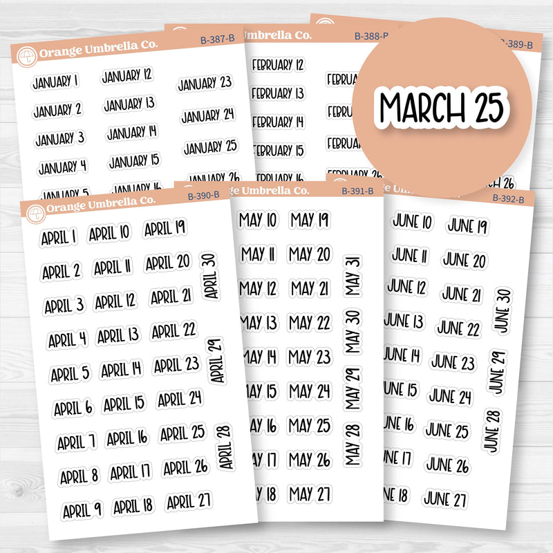 Dates of the Month Planner Stickers and Labels | F8 | B-387-392-B