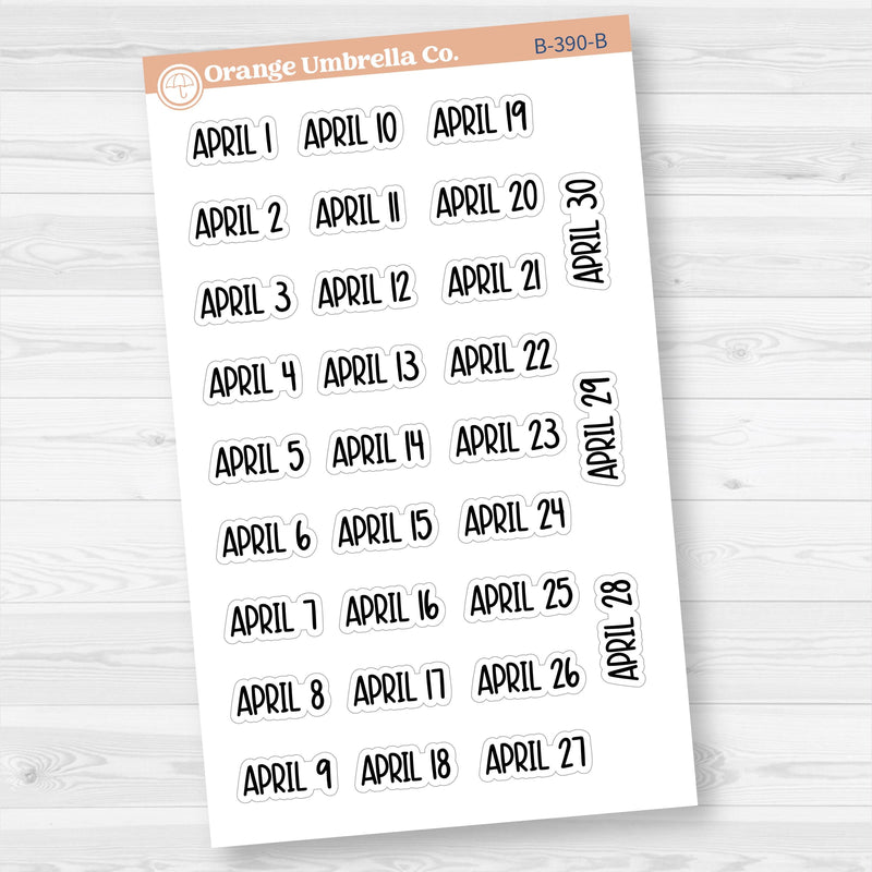 Dates of the Month Planner Stickers and Labels | F8 | B-387-392-B