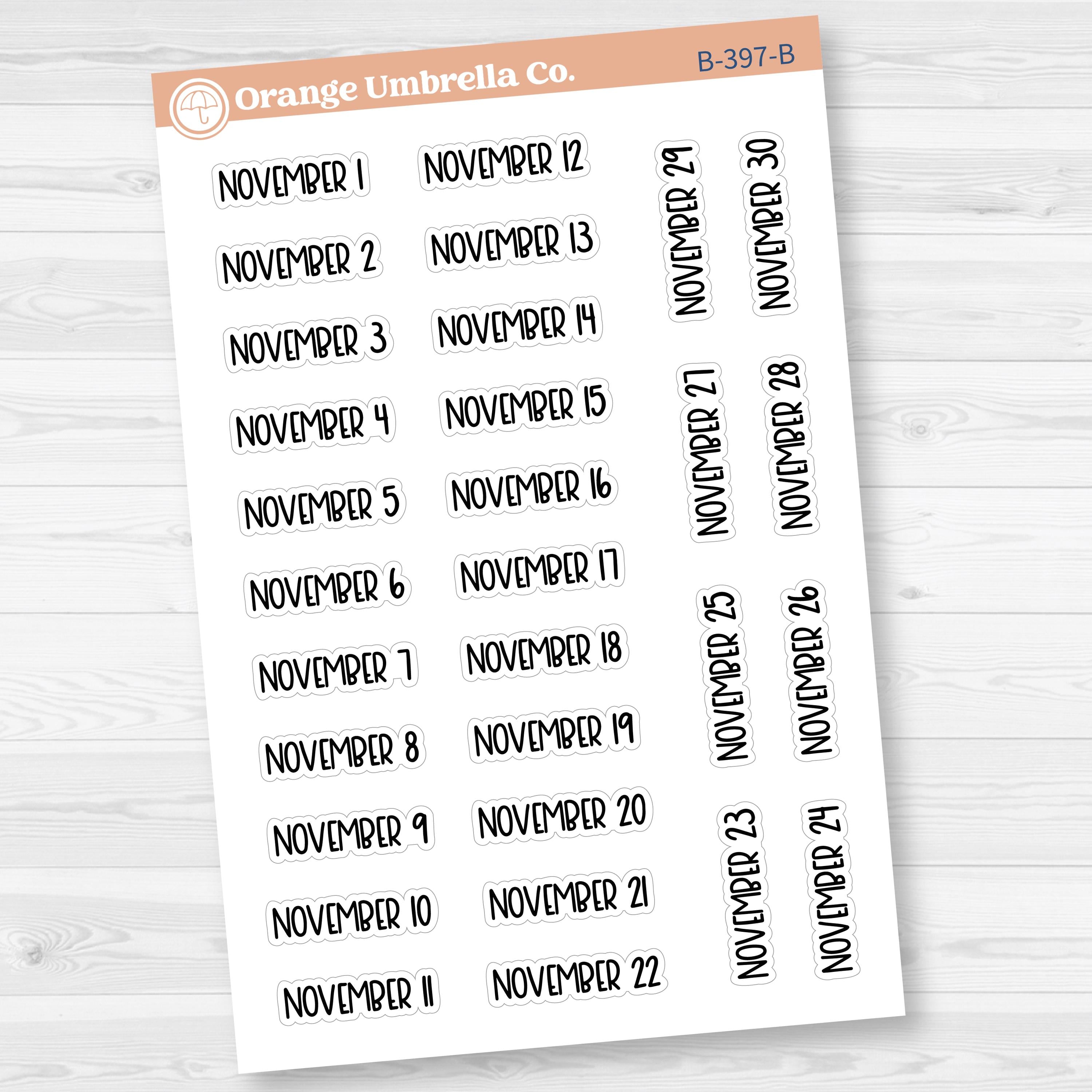 Dates of the Month Planner Stickers and Labels | F8 | B-393-398-B
