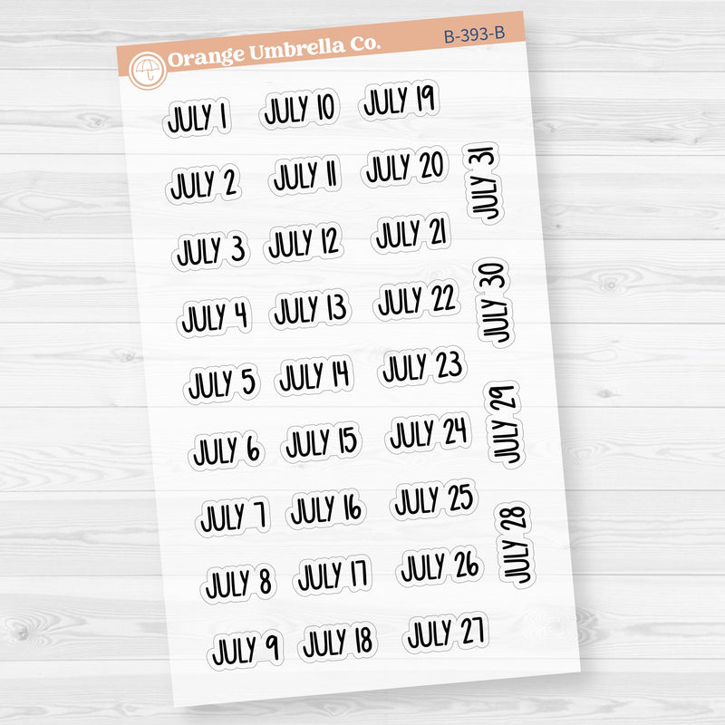 Dates of the Month Planner Stickers and Labels | F8 Clear Matte | B-393-398-BCM