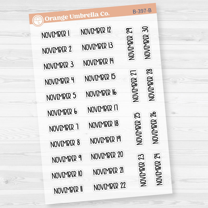 Dates of the Month Planner Stickers and Labels | F8 Clear Matte | B-393-398-BCM