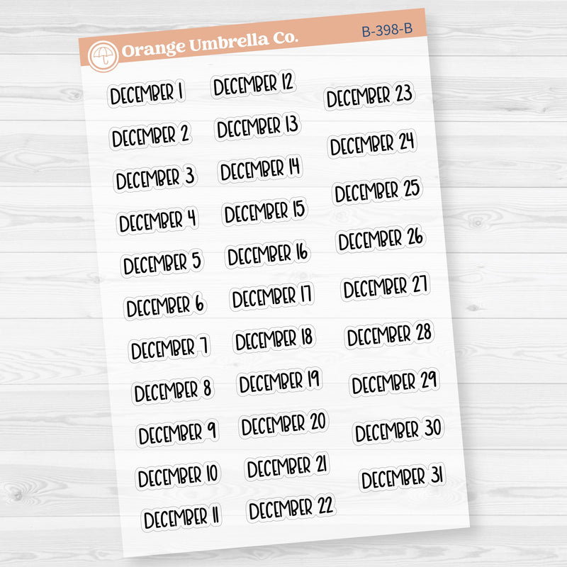 Dates of the Month Planner Stickers and Labels | F8 Clear Matte | B-393-398-BCM