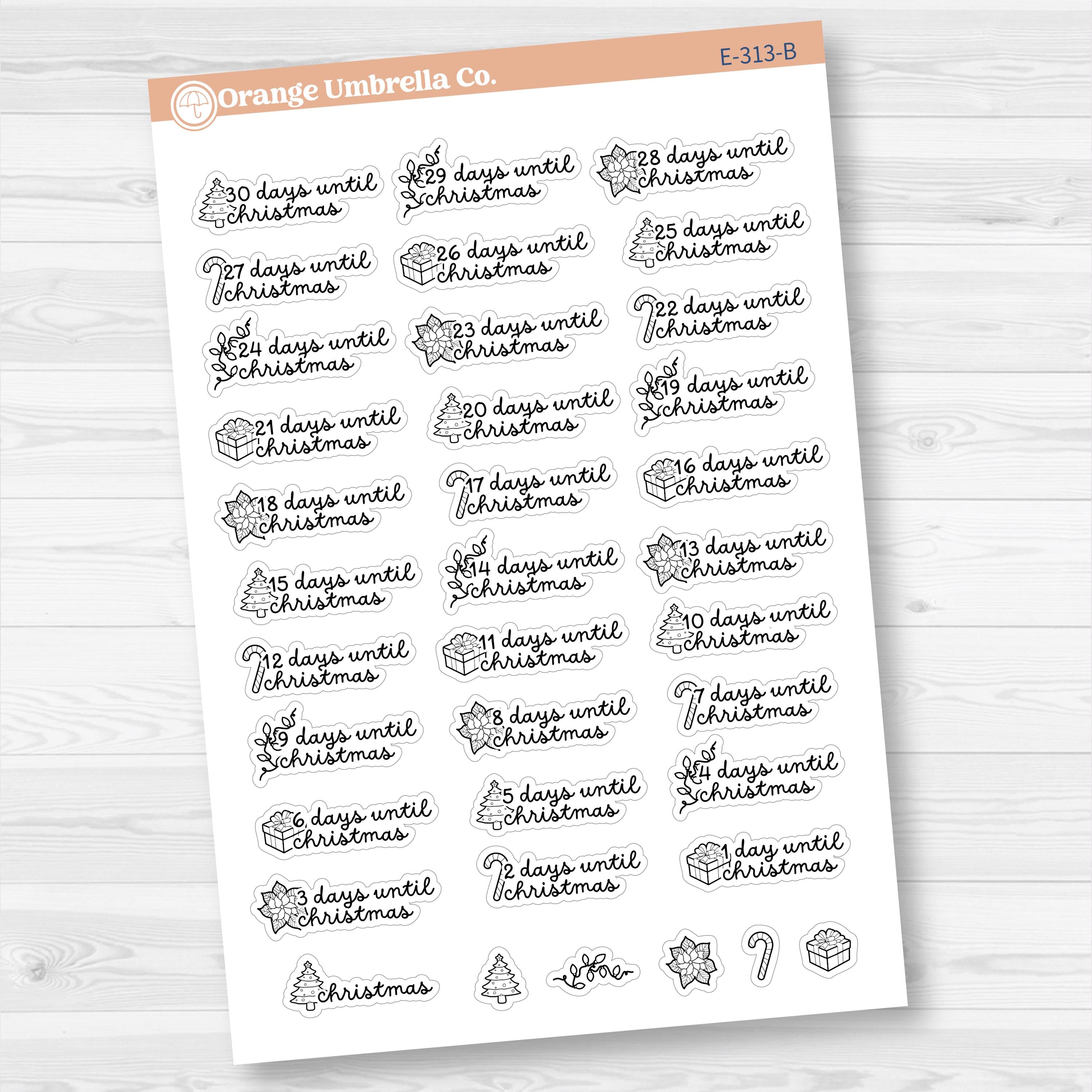 Christmas Icon Countdown Planner Stickers | F16 | E-313