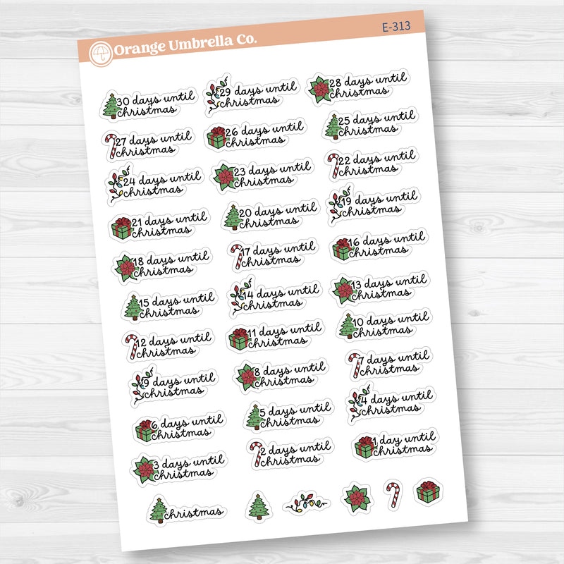 Christmas Icon Countdown Planner Stickers | F16 | E-313