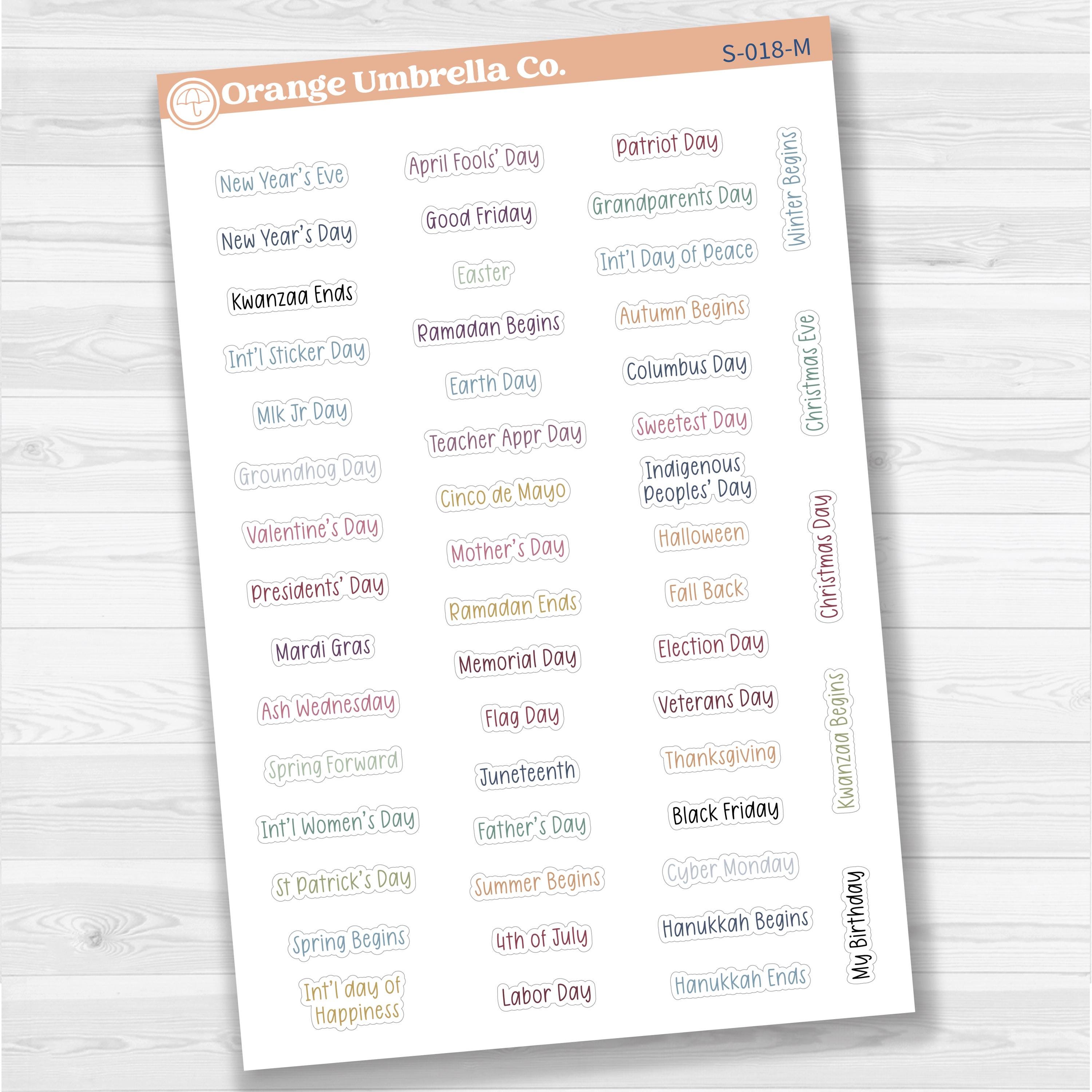 US Holiday Script Planner Stickers | F17 Print | S-018