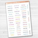 US Holiday Script Planner Stickers | F17 Print | S-018