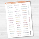 US Holiday - Mini Print Script Planner Stickers | Hobonichi Cousin | F17 Print | S-059
