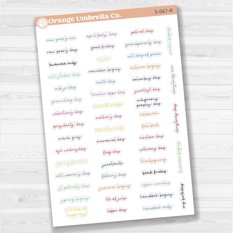 US Holiday Jen Plans Script Planner Stickers | F17 Script | S-067