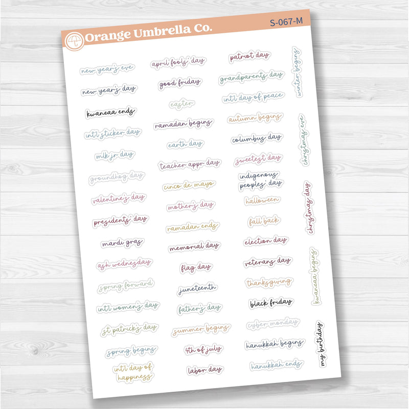 US Holiday Jen Plans Script Planner Stickers | F17 Script | S-067