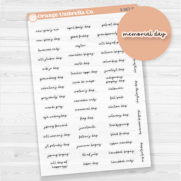 US Holiday Jen Plans Script Planner Stickers | F17 Script Clear Matte | S-067-BCM