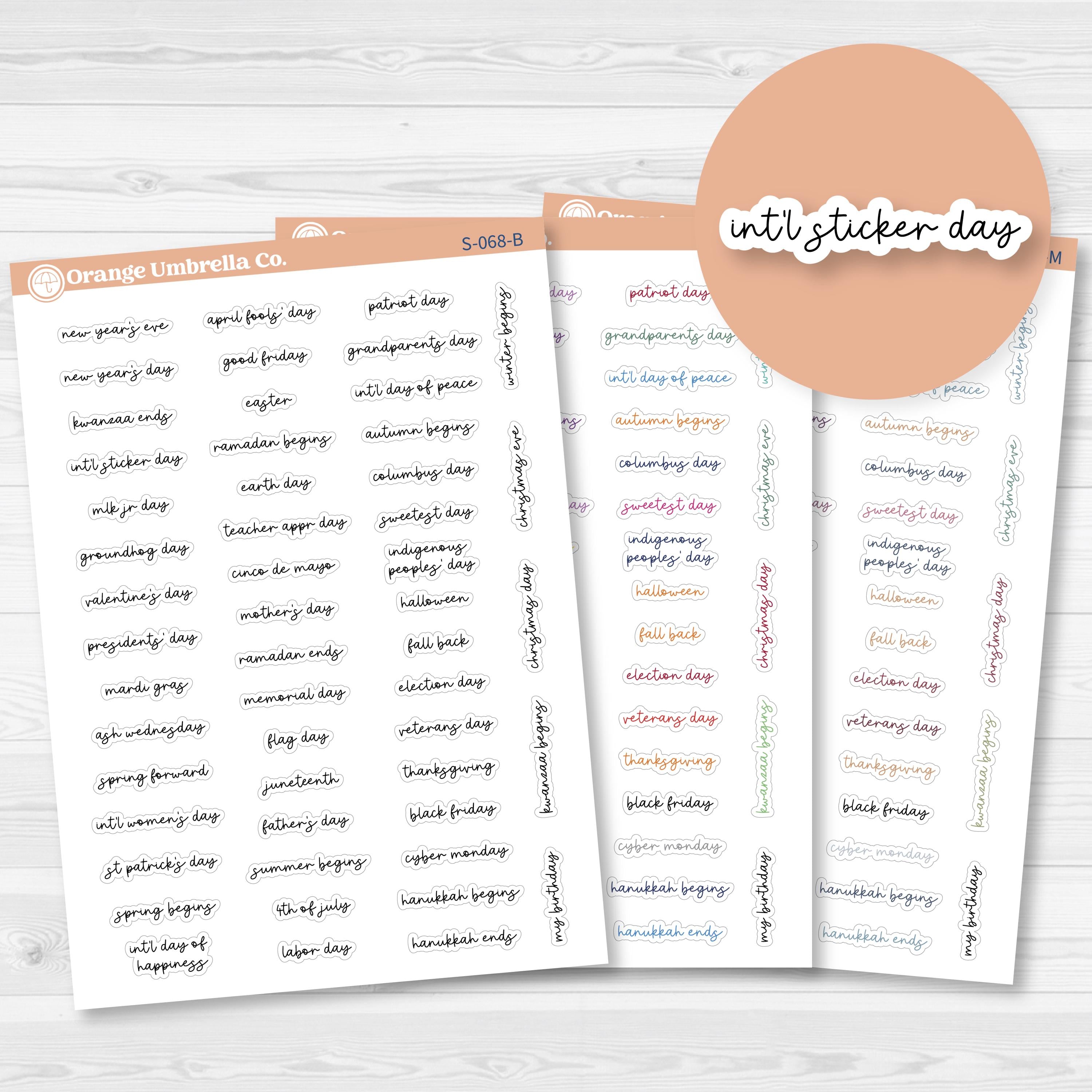 US Holiday - Mini Script Planner Stickers | Hobonichi Cousin | F17 Script | S-068