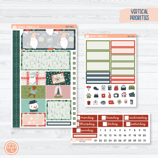 Traditional Christmas Kit | Plum Vertical Priorities 7x9 Planner Kit Stickers | Traditions | 357-041