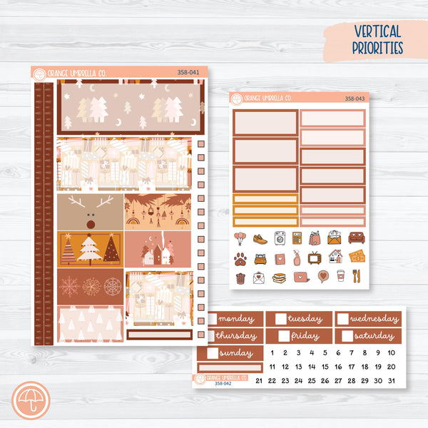 Boho Christmas Kit | Plum Vertical Priorities 7x9 Planner Kit Stickers | Bo Ho Ho | 358-041