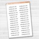 Dates of the Month - Jan-Jun 2025 Planner Stickers | F17 Print | B-784-789-B