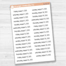 Dates of the Month - Jul-Dec 2025 Planner Stickers | F17 Print | B-790-795-B
