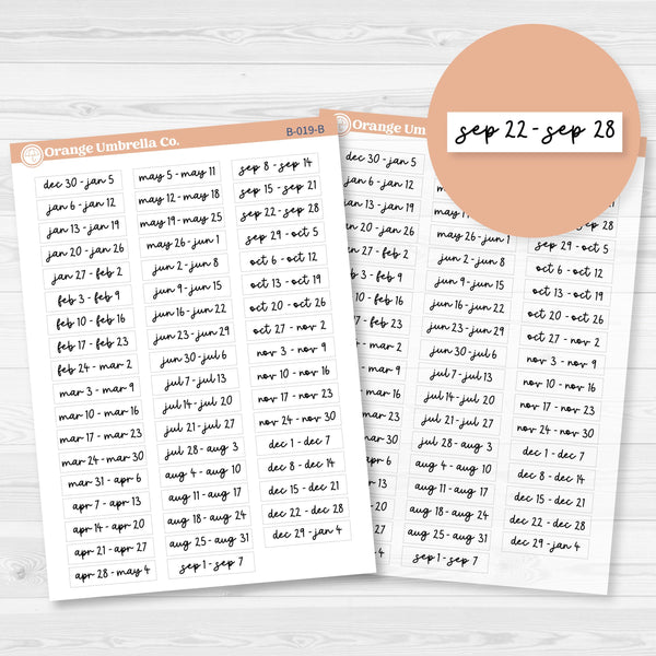 2025 Weeks of the year | Monday Start Planner Stickers | F17 Script | B-019