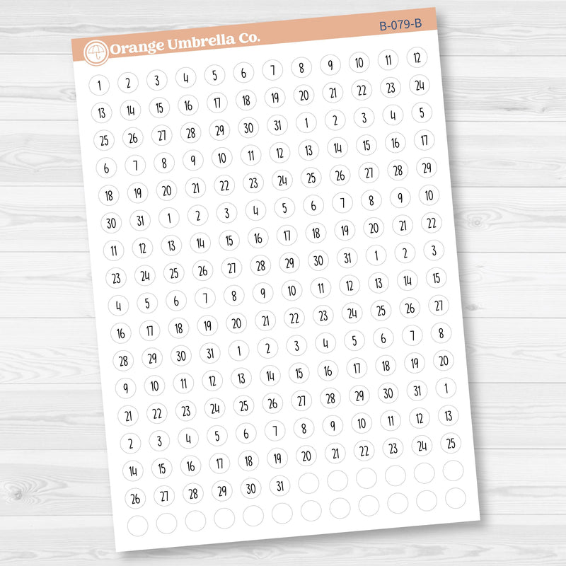 6 months of Mini Date Dots Covers Planner Stickers | F17 Print | B-078-B-079