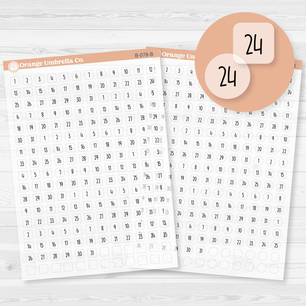 6 months of Mini Date Dots Covers Planner Stickers | F17 Print Clear Matte | B-078-B-079-BCM