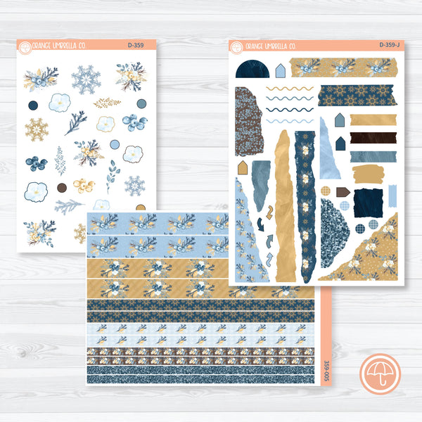 Winter Floral Stickers | Kit Deco Journaling Planner Stickers | Snow Blossom | D-359