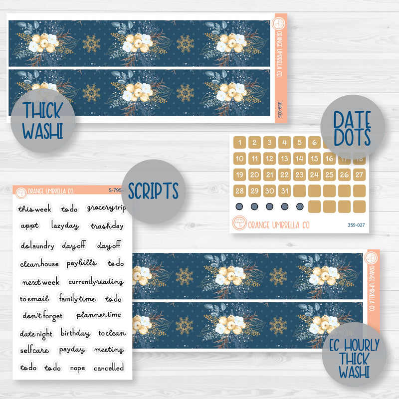 Winter Floral Sticke | Weekly Add-On Planner Kit Stickers | Snow Blossom | 359-012