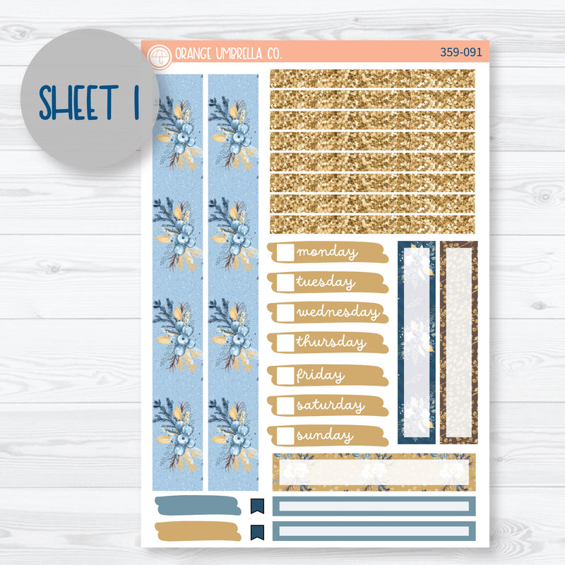 Winter Floral Stickers | 7x9 Compact Vertical Planner Kit Stickers | Snow Blossom | 359-091