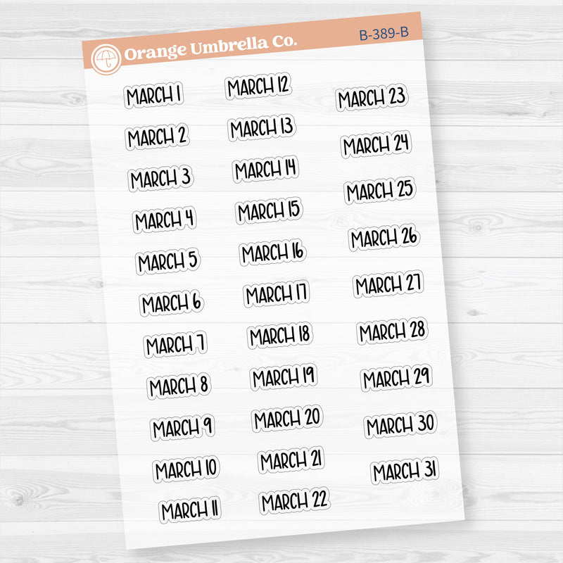 Dates of the Month Planner Stickers and Labels | F8 Clear Matte | B-387-392-BCM