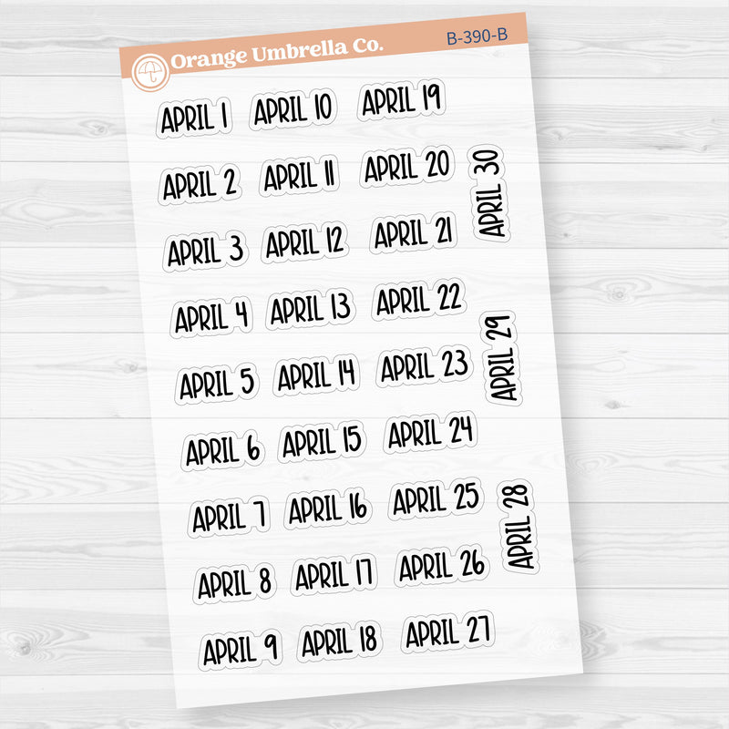 Dates of the Month Planner Stickers and Labels | F8 Clear Matte | B-387-392-BCM