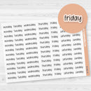 Day of the Week Header Planner Stickers | 12 Weeks | F17 Print Clear Matte | B-082-BCM