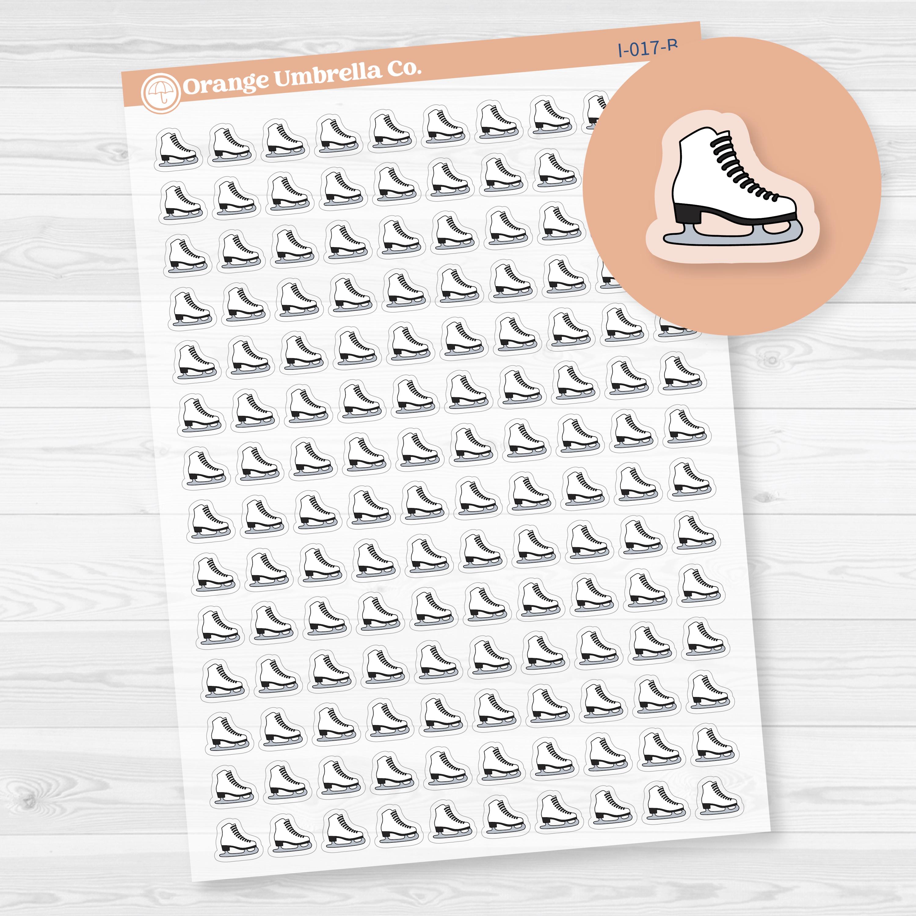 Figure Skating & Ice Skating Icons | Hand Doodled Ice Skates Planner Stickers | Clear Matte | I-017-BCM