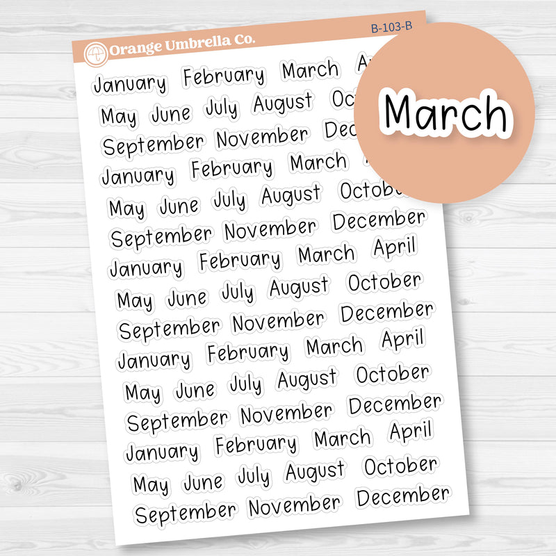 Tiny Julie's Plans Months Planner Stickers| 5 Months | JF | B-103-B