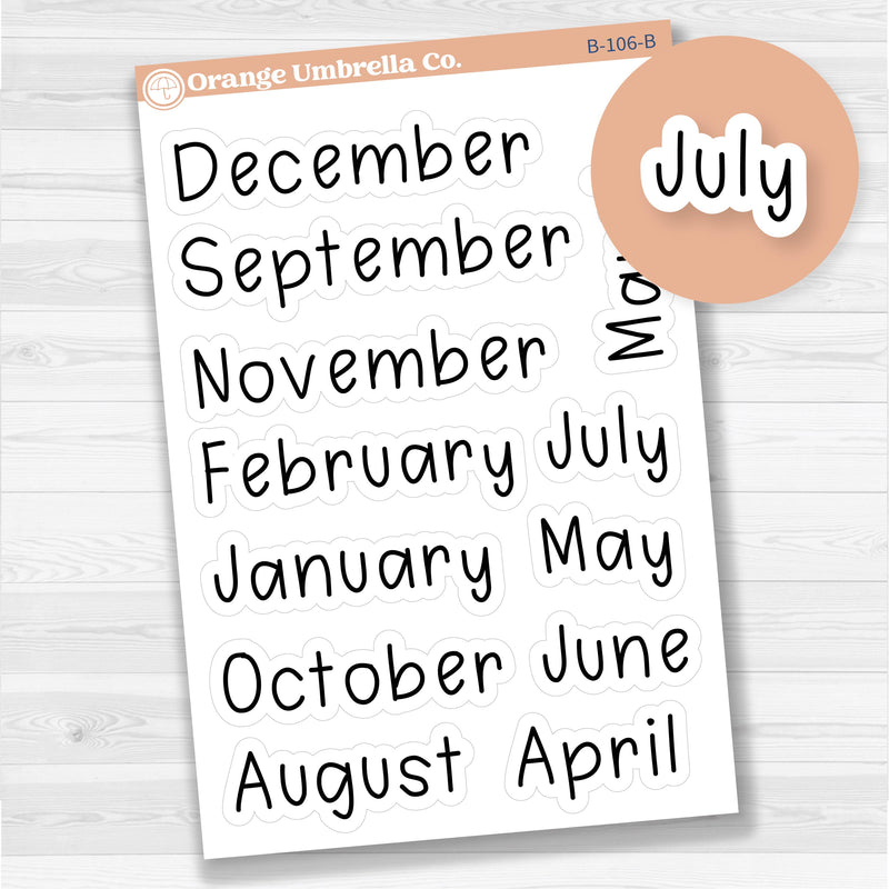 Julie's Plans Months Planner Stickers; Large Sized | FJF | B-106-B