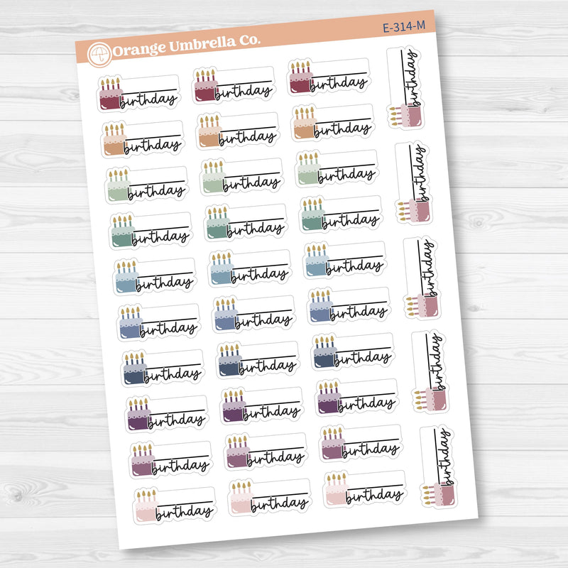 Birthday Fill In Cake & Candles Icon Script Planner Stickers | F17 | E-314