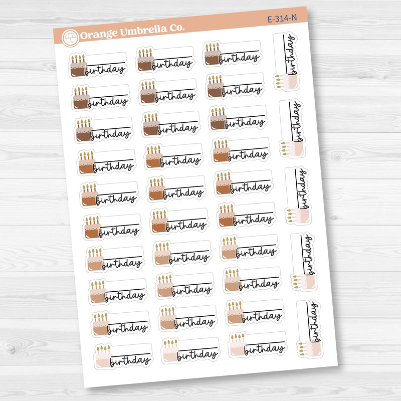 Birthday Fill In Cake & Candles Icon Script Planner Stickers | F17 | E-314