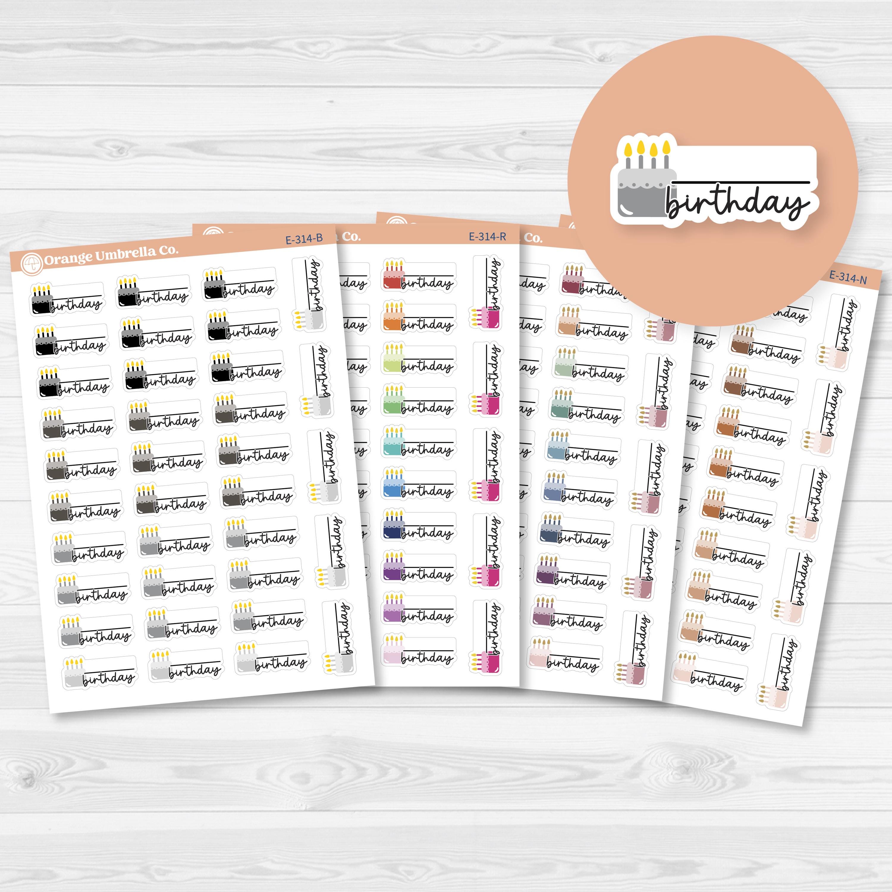 Birthday Fill In Cake & Candles Icon Script Planner Stickers | F17 | E-314
