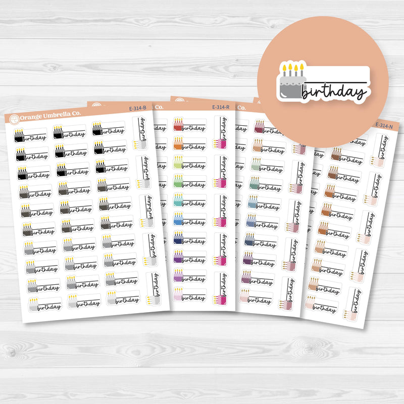 Birthday Fill In Cake & Candles Icon Script Planner Stickers | F17 | E-314