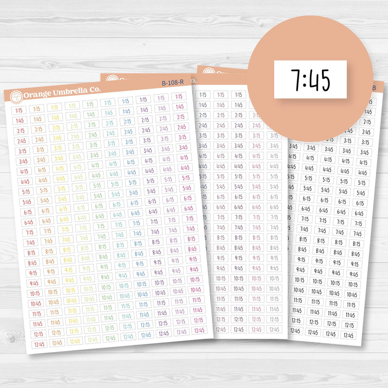 Time - Quarter/3-Quarter Hour Script Planner Stickers | F17 Print | B-108