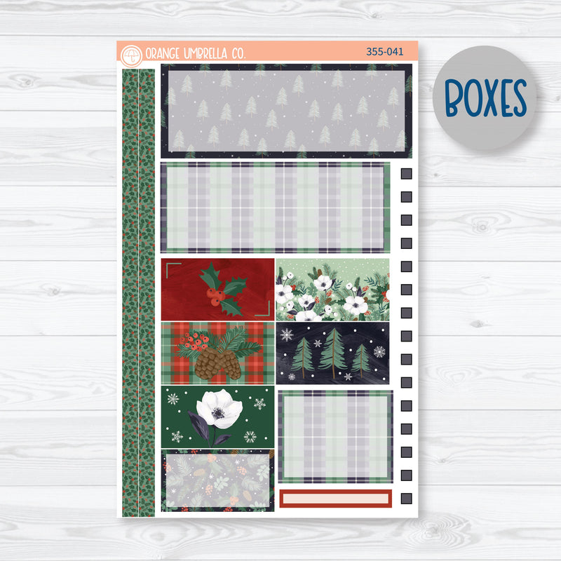 Winter Floral Stickers | Plum Vertical Priorities 7x9 Planner Kit Stickers | Stillness | 355-041