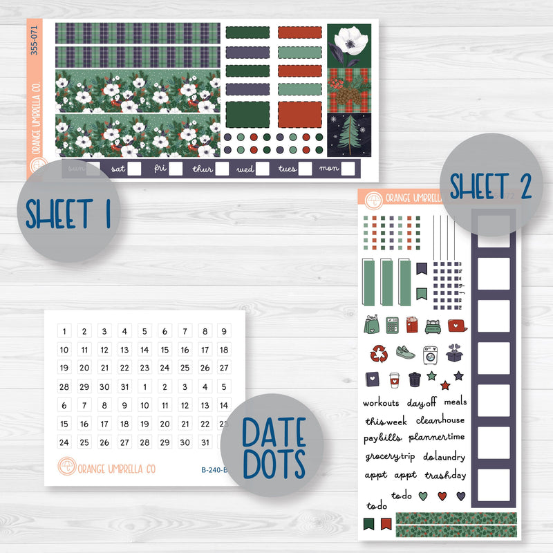 Winter Floral Stickers | Hobonichi Weeks Planner Kit Stickers | Stillness | 355-071