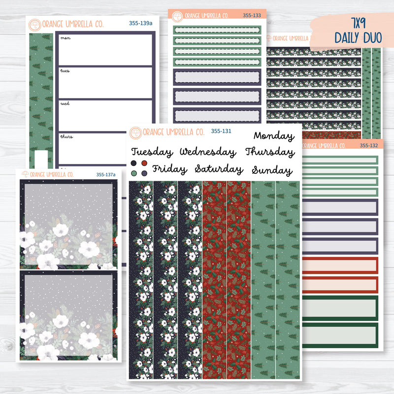 Winter Floral Stickers | 7x9 Daily Duo Planner Kit Stickers | Stillness | 355-131