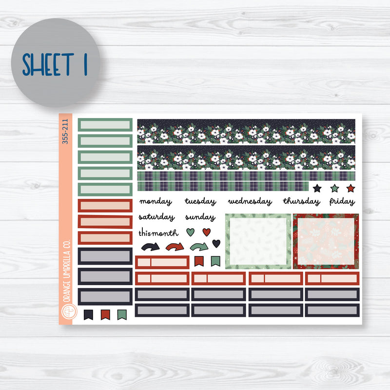 Winter Floral Stickers | A5 Plum Monthly Planner Kit Stickers | Stillness | 355-211