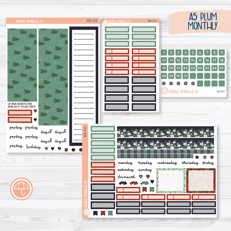 Winter Floral Stickers | A5 Plum Monthly Planner Kit Stickers | Stillness | 355-211