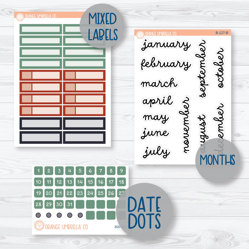 Winter Floral Stickers | 7x9 Plum Monthly Planner Kit Stickers | Stillness | 355-221