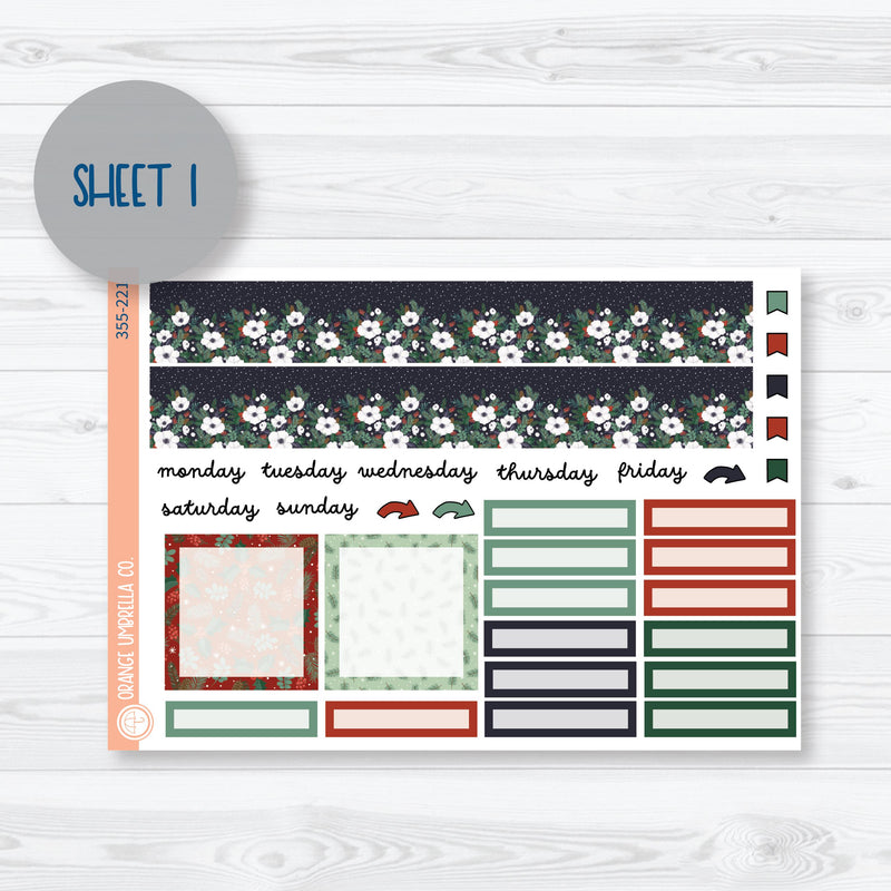 Winter Floral Stickers | 7x9 Plum Monthly Planner Kit Stickers | Stillness | 355-221