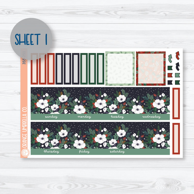 Winter Floral Stickers | 7x9 ECLP Monthly & Dashboard Planner Kit Stickers | Stillness | 355-251