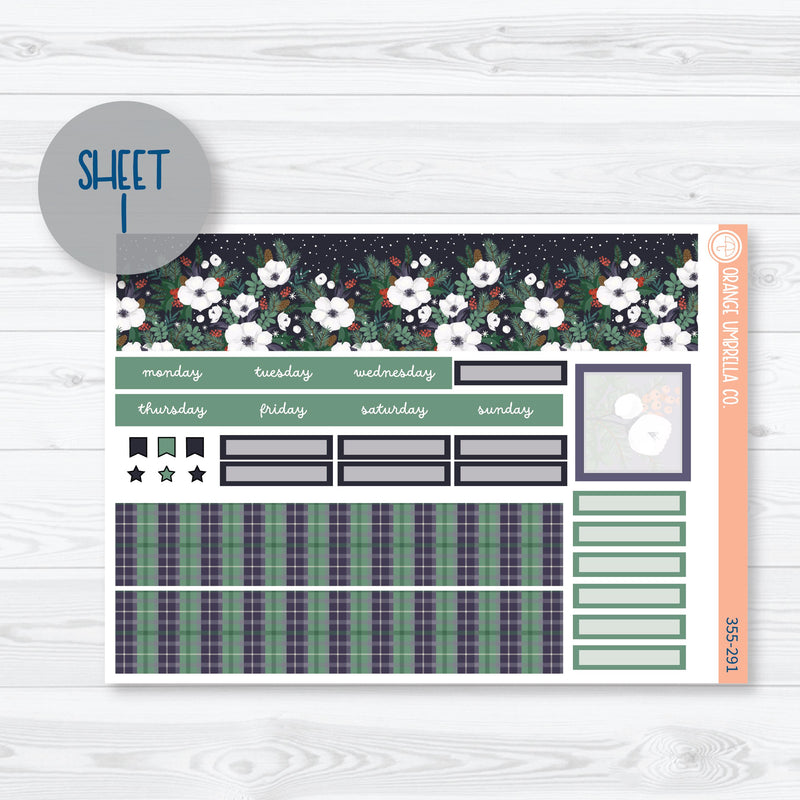 Winter Floral Stickers | Hobonichi Cousin Monthly Planner Kit Stickers | Stillness | 355-291