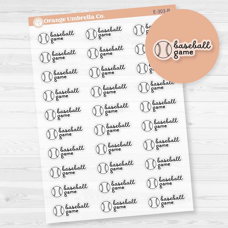 Baseball Game Event Icon Planner Stickers | Clear Matte | F16 | E-303-BCM