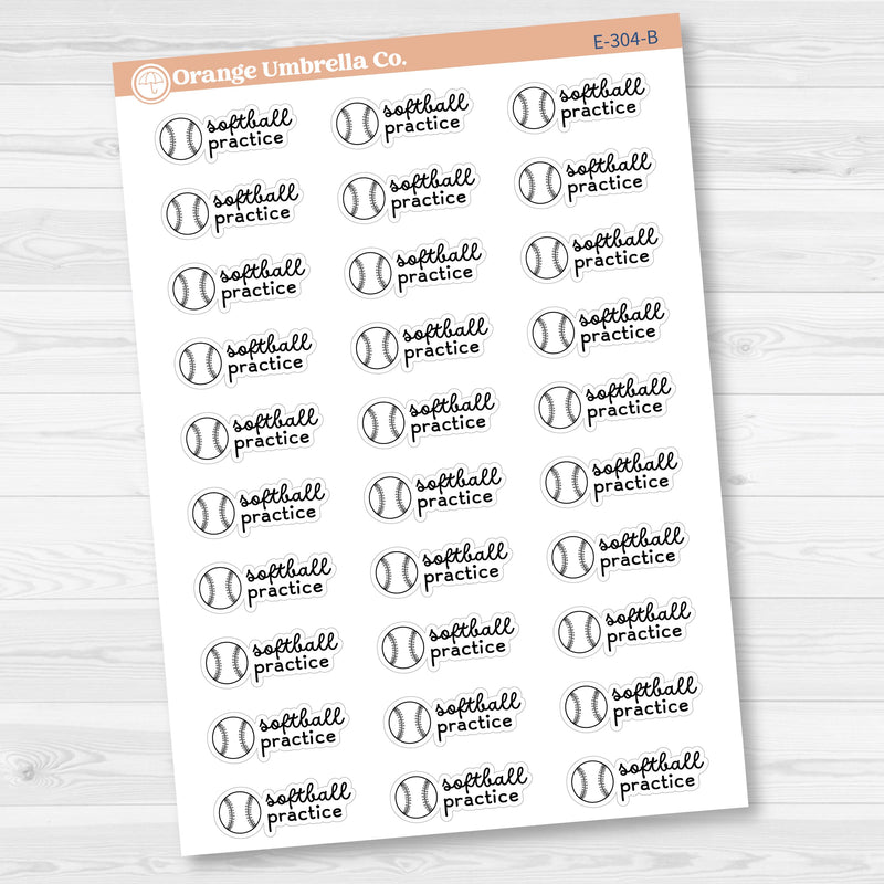 Softball Practice Event Label Planner Stickers | F16 | E-304