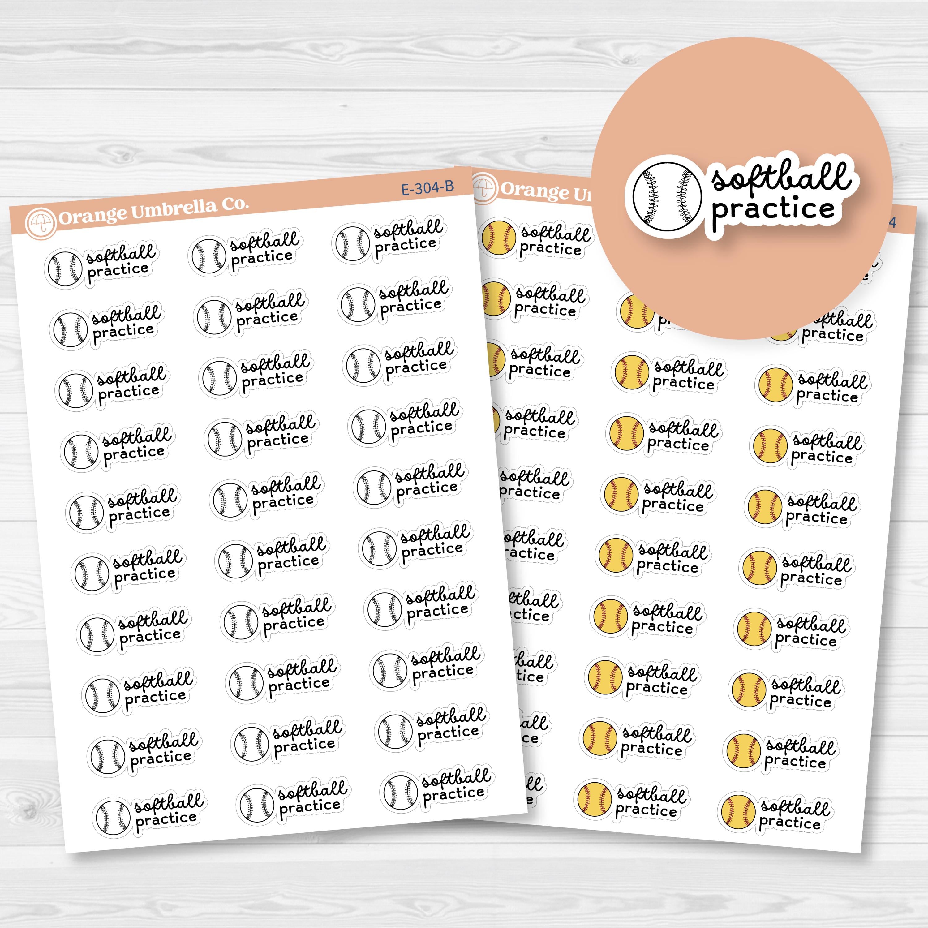 Softball Practice Event Label Planner Stickers | F16 | E-304