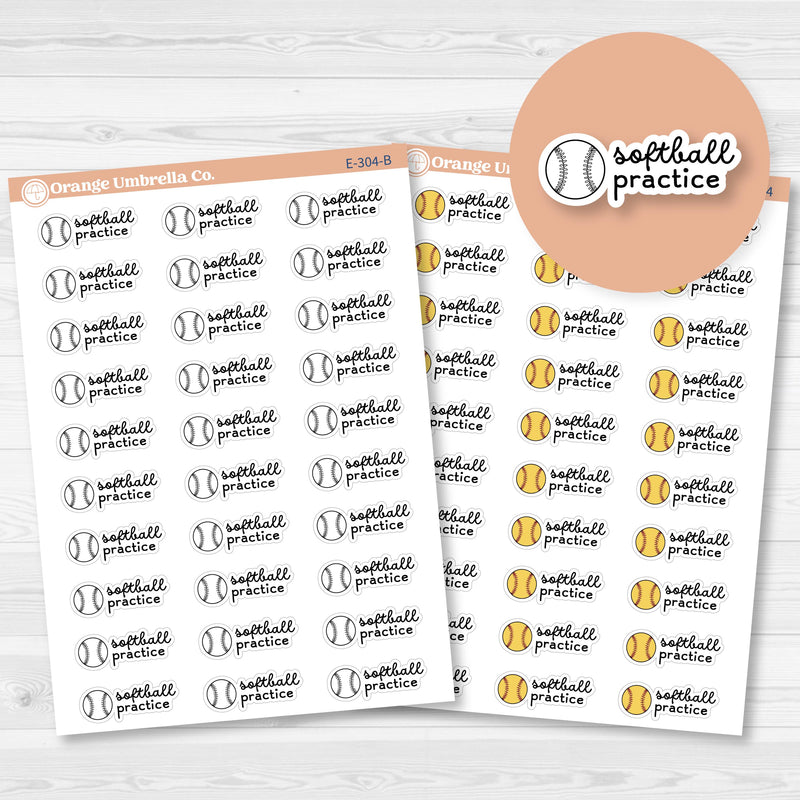 Softball Practice Event Label Planner Stickers | F16 | E-304