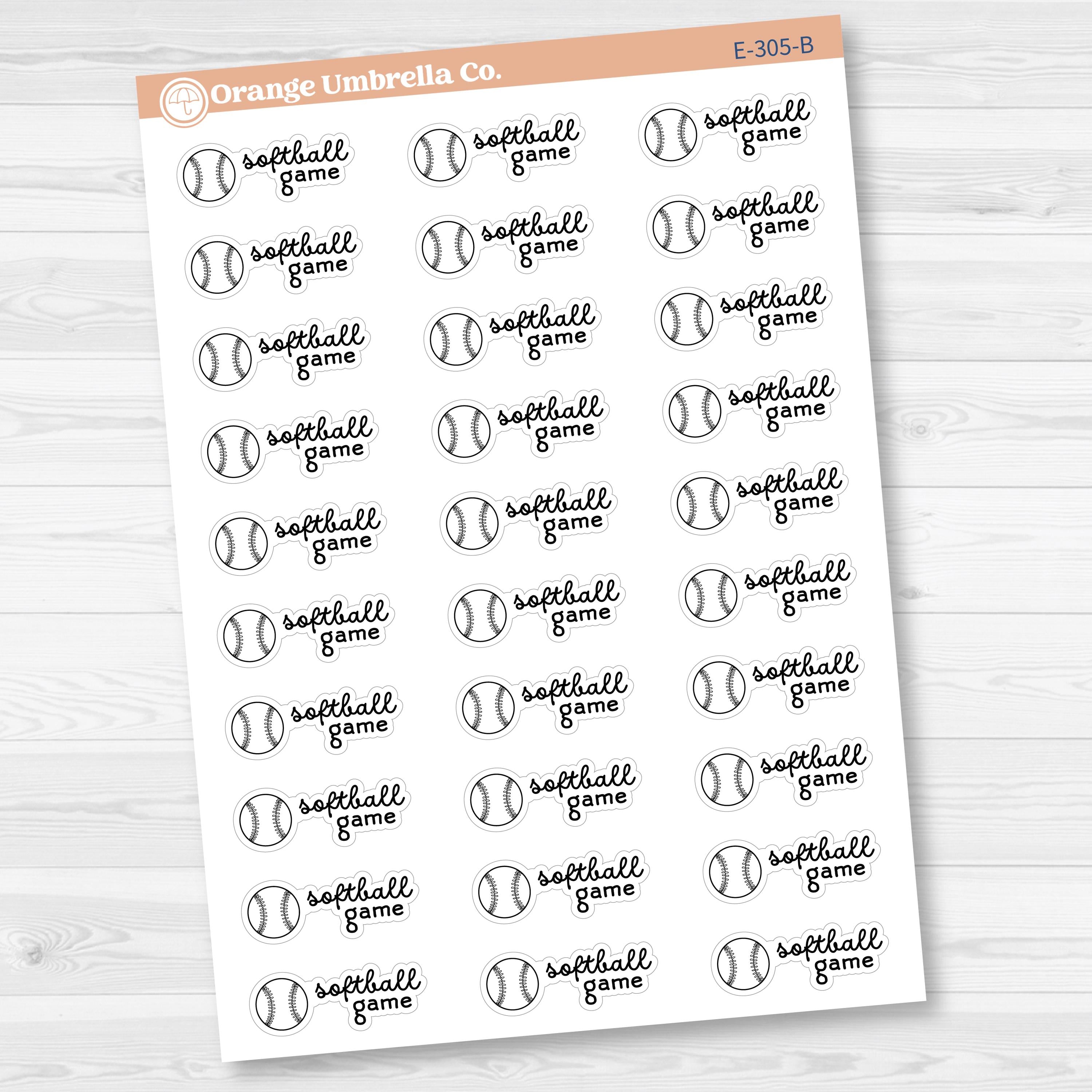 Softball Game Event Label Planner Stickers | F16 | E-305